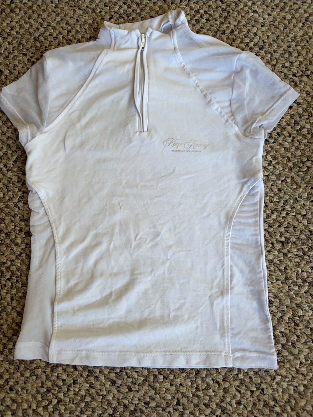 White Short-Sleeve Quarter-Zip Riding Shirt